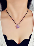 Purple Stone Jewellery 100% Natural Amethyst Quartz Crystal Charm Necklace Gift