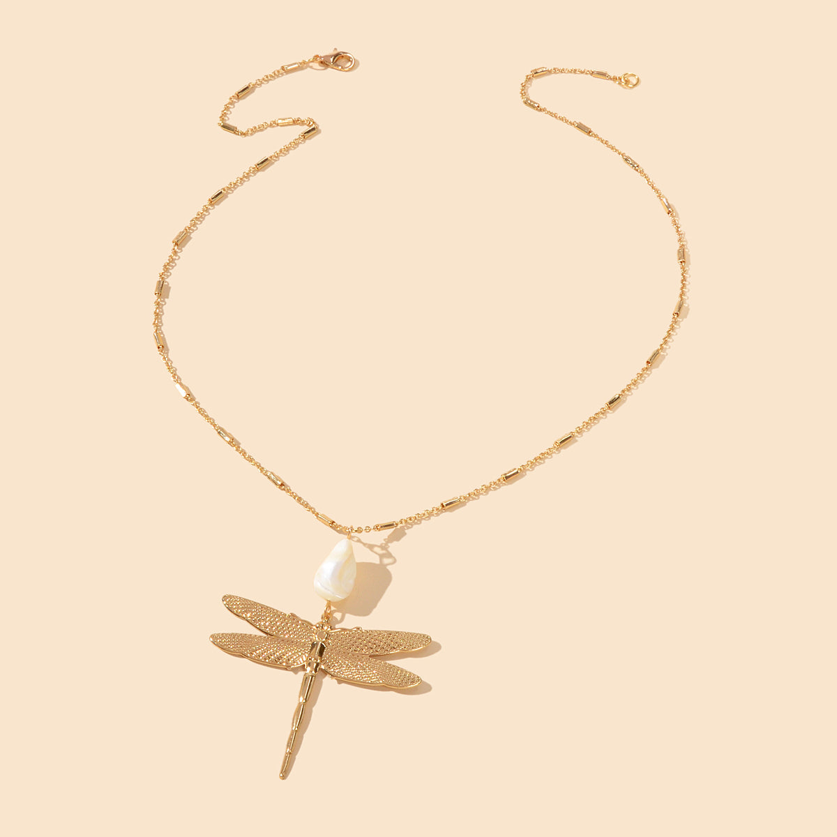 Boho Chic Style Long Chain Shell Dragonfly Charm Trendy Necklace Ladies Jewelry