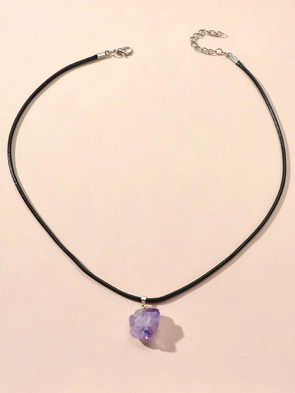 Purple Stone Jewellery 100% Natural Amethyst Quartz Crystal Charm Necklace Gift