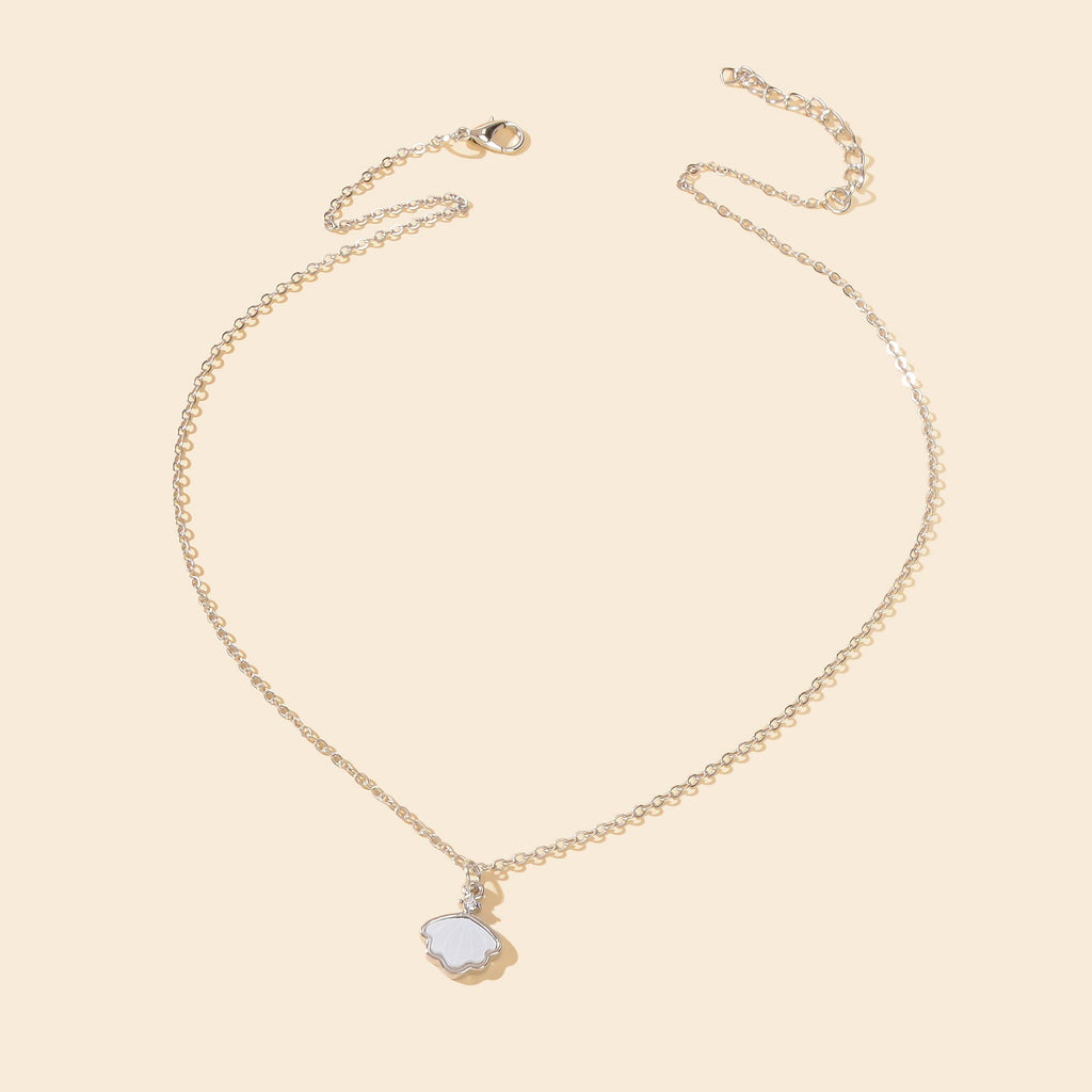 Personalized Jewellery White Resin Shell Shape Charm Delicate Everyday Necklace